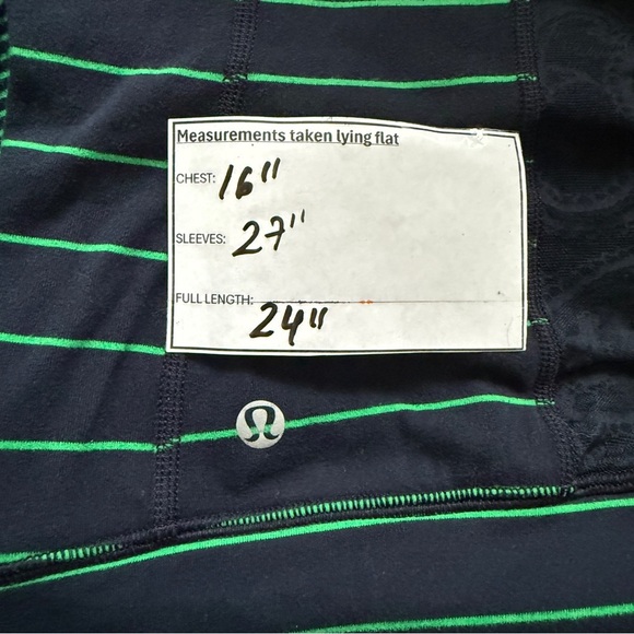 Lululemon Slalom Stripe Inkwell Green Long Sleeve Full Tilt Shirt Top - Picture 15 of 15